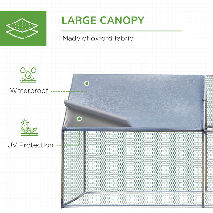 Pawhut 9.8' X 19.7' Metal Chicken Coop, Galvanized Walk-in Hen House, 3 Rooms Poultry Cage Outdoor W