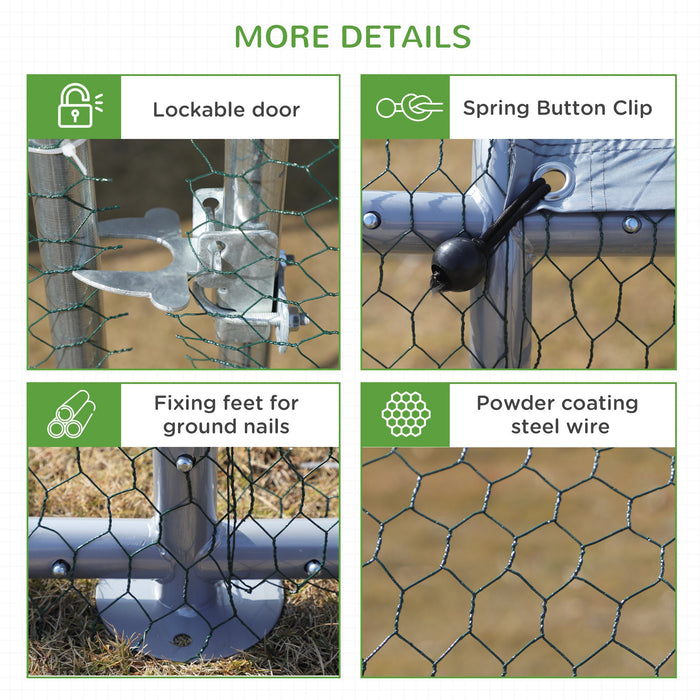 Pawhut 9.8' X 26.2' Metal Chicken Coop, Galvanized Walk-in Hen House, 4 Rooms Poultry Cage Outdoor W