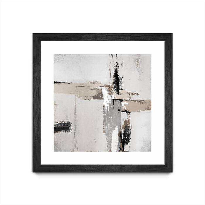 \"Off Edge Ii\" Matted and Framed Black 36x36 Wall Art