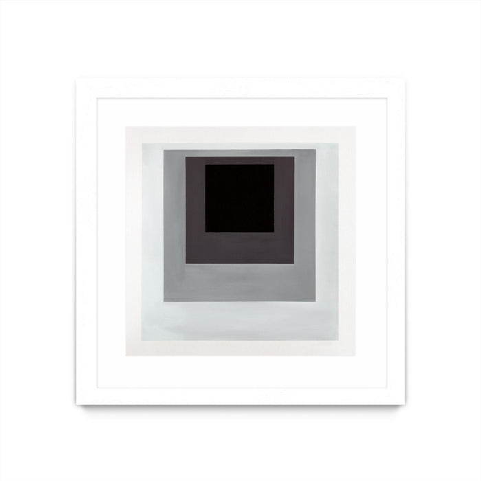 \"Inside Box Thinker\" Matted and Framed White 36x36 Wall Art