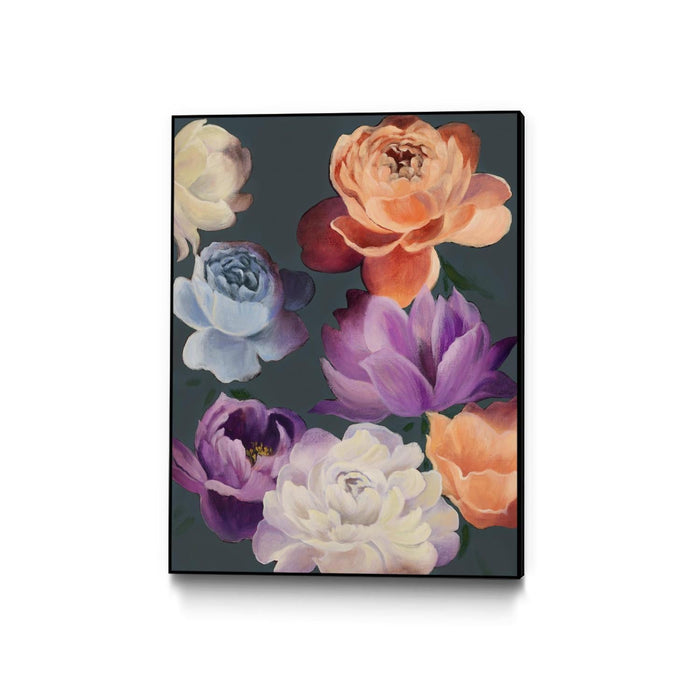 \"November Blooms\" Canvas Framed Black 30x40 Wall Art