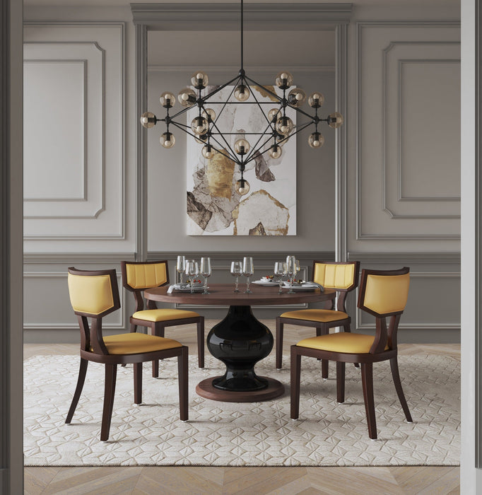 Manhattan Comfort Set of 2 Pulitzer Faux Leather Dining Chairs - Camel & Walnut