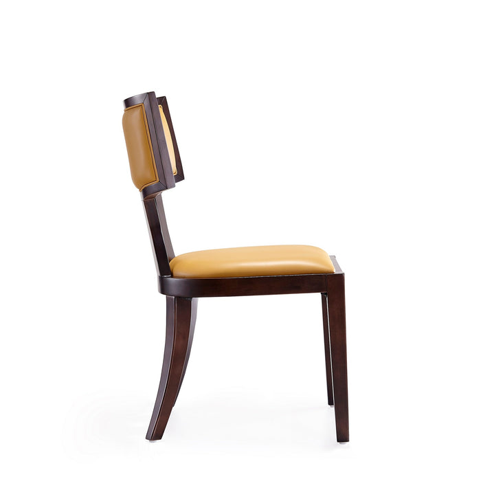 Manhattan Comfort Set of 2 Pulitzer Faux Leather Dining Chairs - Camel & Walnut