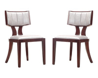 Manhattan Comfort Set of 2 Pulitzer Faux Leather Dining Chairs - Silver & Walnut