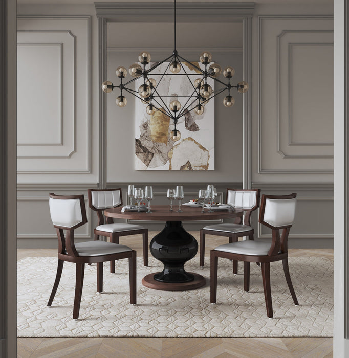Manhattan Comfort Set of 2 Pulitzer Faux Leather Dining Chairs - Silver & Walnut