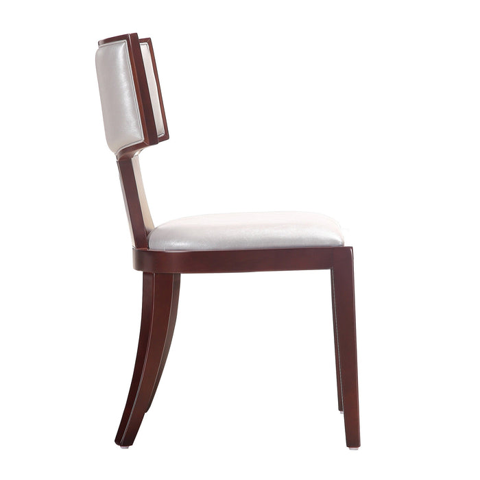 Manhattan Comfort Set of 2 Pulitzer Faux Leather Dining Chairs - Silver & Walnut