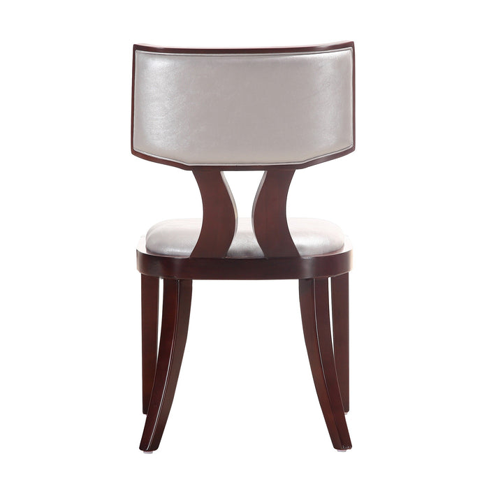 Manhattan Comfort Set of 2 Pulitzer Faux Leather Dining Chairs - Silver & Walnut