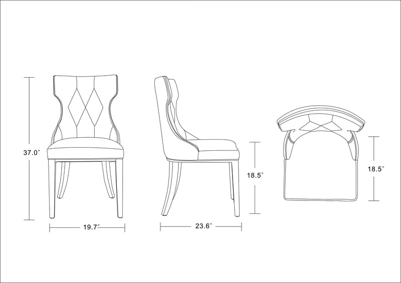 Manhattan Comfort Set of 2 Reine Velvet Dining Chairs - Black & Walnut