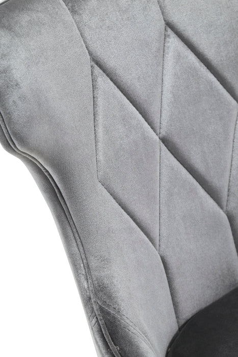 Manhattan Comfort Set of 2 Reine Velvet Dining Chairs - Grey & Walnut