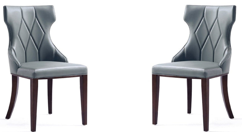 Manhattan Comfort Set of 2 Reine Faux Leather Dining Chairs - Pebble Grey