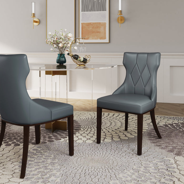 Manhattan Comfort Set of 2 Reine Faux Leather Dining Chairs - Pebble Grey