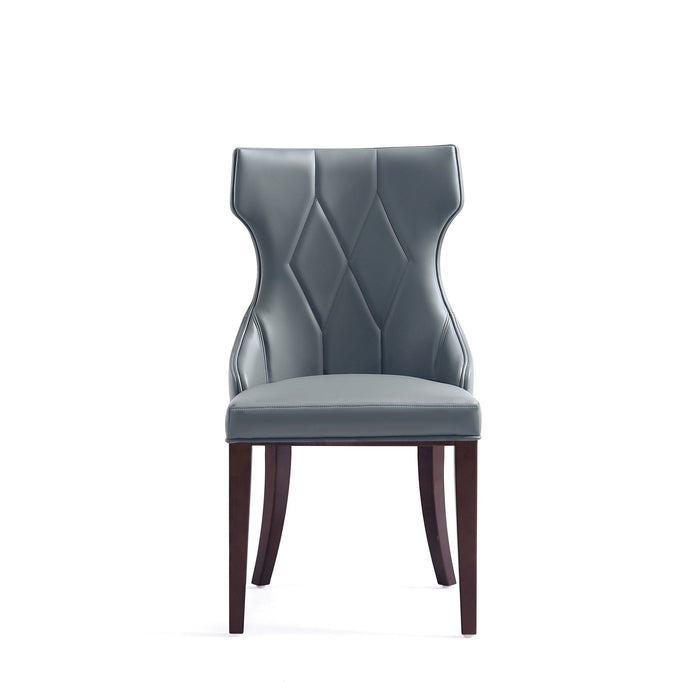 Manhattan Comfort Set of 2 Reine Faux Leather Dining Chairs - Pebble Grey