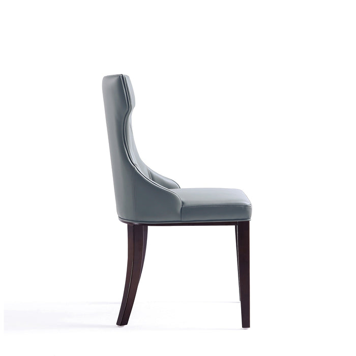 Manhattan Comfort Set of 2 Reine Faux Leather Dining Chairs - Pebble Grey