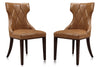 Manhattan Comfort Set of 2 Reine Faux Leather Dining Chairs - Saddle & Walnut