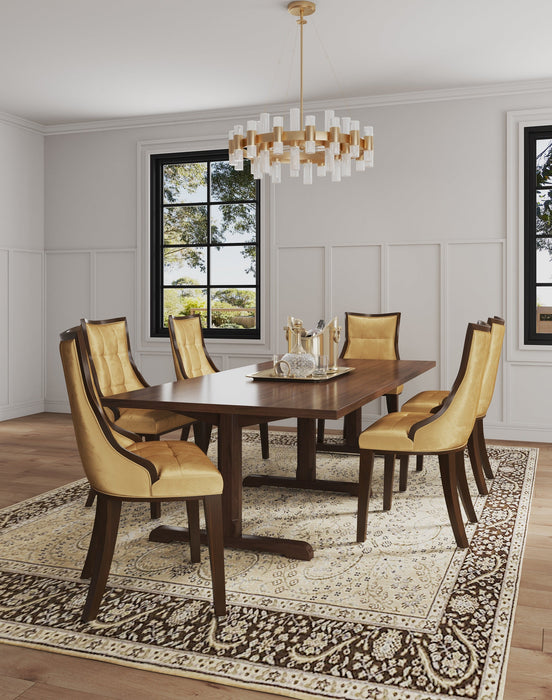 Manhattan Comfort Set of 2 Fifth Avenue Velvet Dining Chairs - Antique Gold & Walnut
