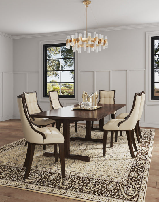 Manhattan Comfort Set of 2 Fifth Avenue Faux Leather Dining Chairs - Cream & Walnut