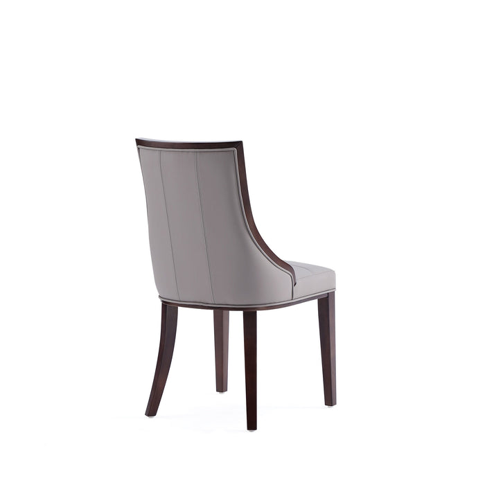 Manhattan Comfort Set of 2 Fifth Avenue Faux Leather Dining Chairs - Grey & Walnut