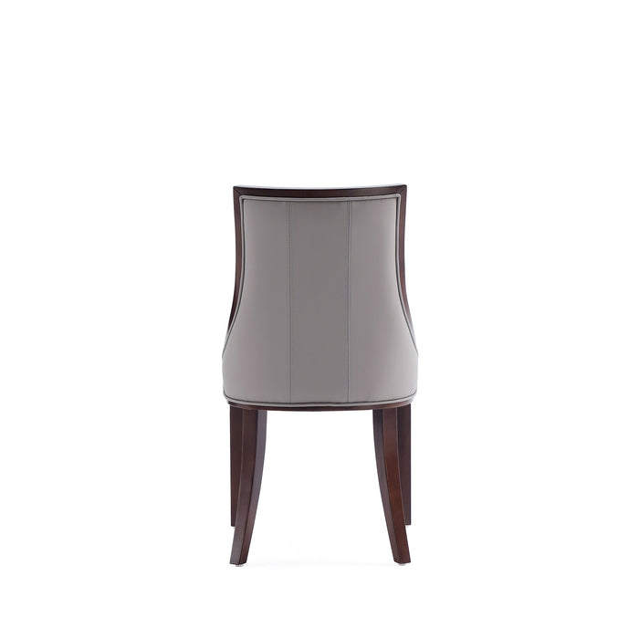 Manhattan Comfort Set of 2 Fifth Avenue Faux Leather Dining Chairs - Grey & Walnut