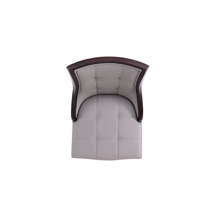 Manhattan Comfort Set of 2 Fifth Avenue Faux Leather Dining Chairs - Grey & Walnut