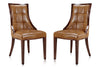Manhattan Comfort Set of 2 Fifth Avenue Faux Leather Dining Chairs - Saddle & Walnut