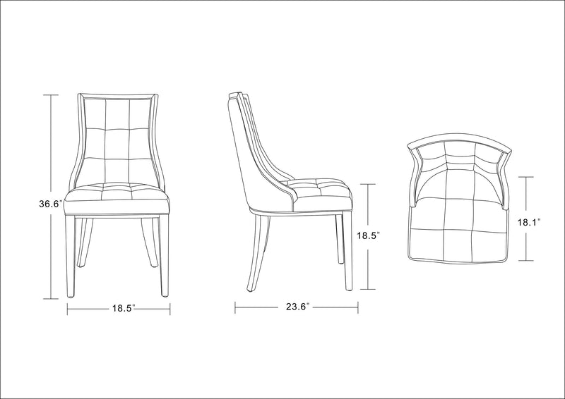Manhattan Comfort Set of 2 Fifth Avenue Faux Leather Dining Chairs - Saddle & Walnut