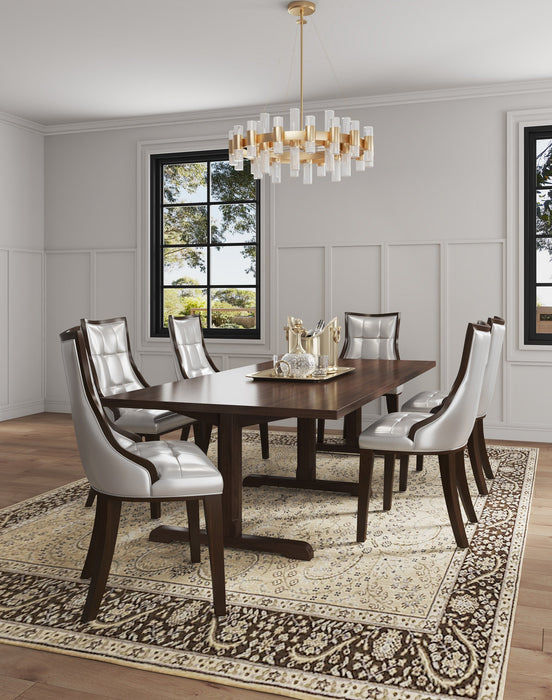 Manhattan Comfort Set of 2 Fifth Avenue Faux Leather Dining Chairs - Silver & Walnut