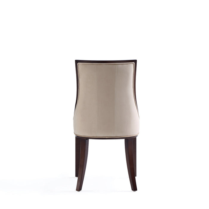 Manhattan Comfort Set of 2 Fifth Avenue Faux Leather Dining Chairs - Tan & Walnut