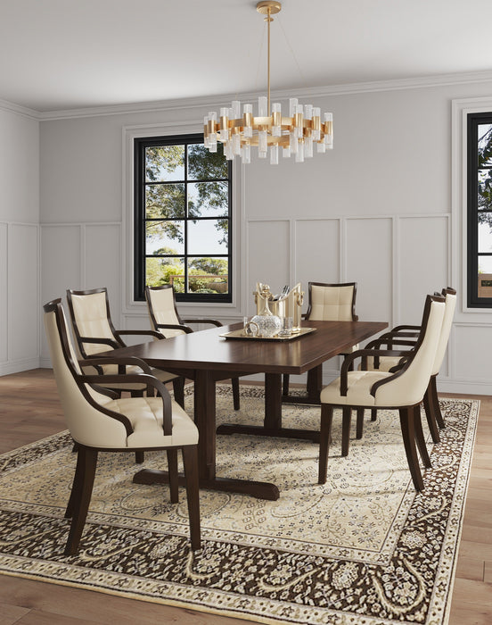 Manhattan Comfort Set of 2 Fifth Avenue Faux Leather Dining Chairs - Saddle & Walnut