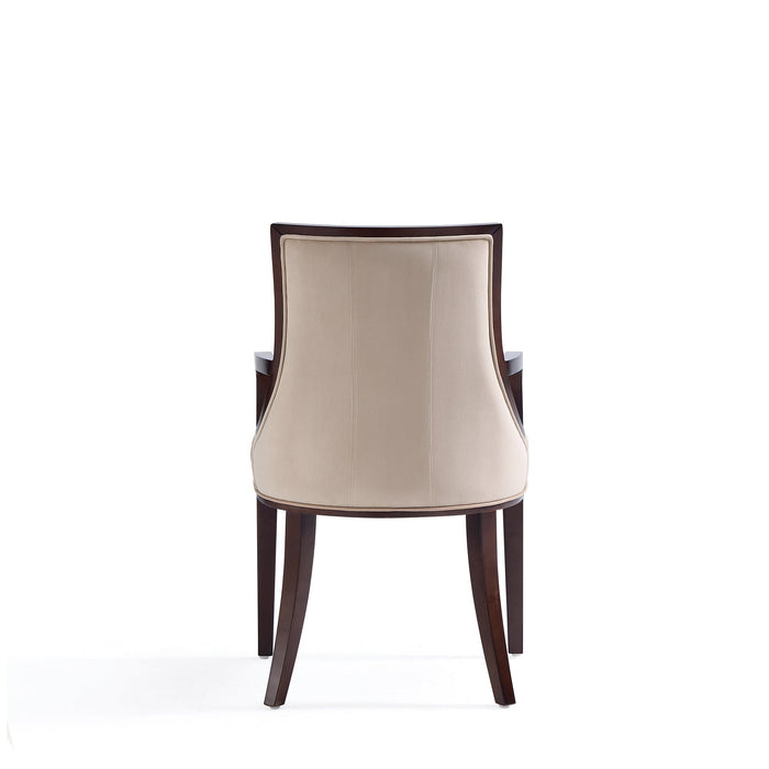 Manhattan Comfort Fifth Avenue Faux Leather Dining Chair - Tan & Walnut