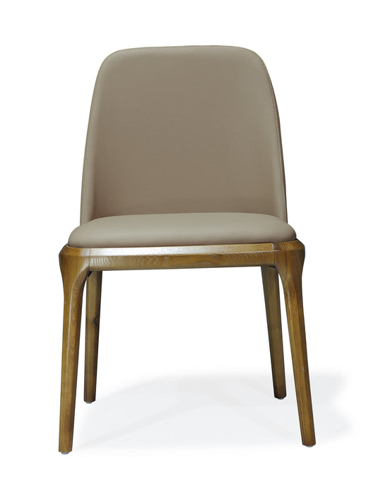 Manhattan Comfort Courding Faux Leather Dining Chair - Tan & Walnut