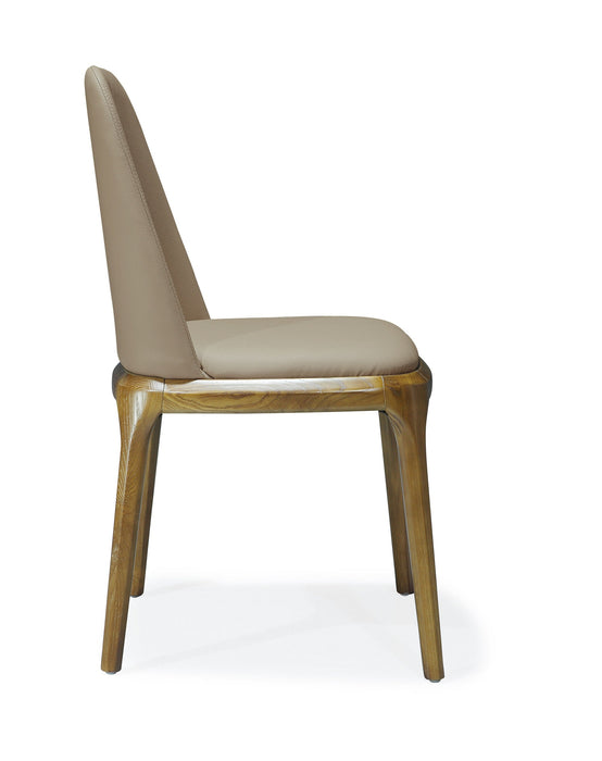 Manhattan Comfort Courding Faux Leather Dining Chair - Tan & Walnut