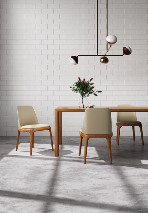 Manhattan Comfort Courding Faux Leather Dining Chair - Tan & Walnut
