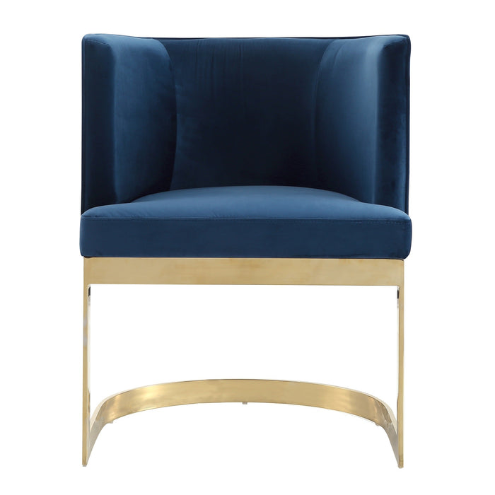 Manhattan Comfort Aura Velvet Dining Chair - Royal Blue & Polished Brass