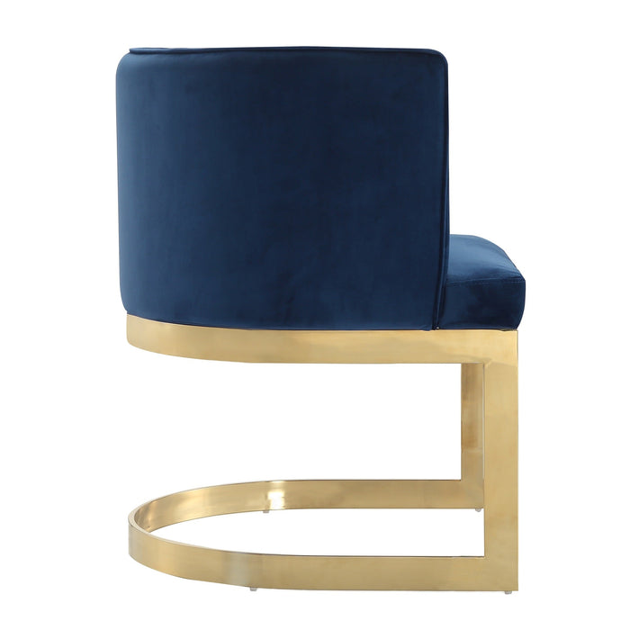 Manhattan Comfort Aura Velvet Dining Chair - Royal Blue & Polished Brass