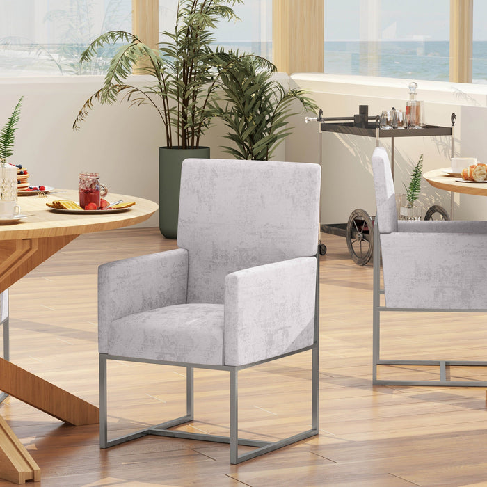 Manhattan Comfort Element Velvet Armless Dining Chair - Steel