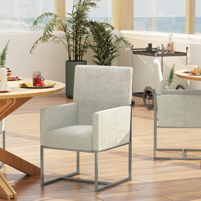 Manhattan Comfort Element Velvet Armless Dining Chair - Champagne