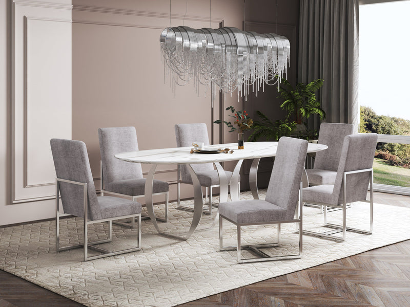 Manhattan Comfort Element Velvet Dining Chair - Steel