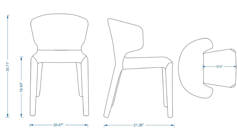 Manhattan Comfort Set of 2 Conrad Modern Woven Tweed Dining Chairs - Black
