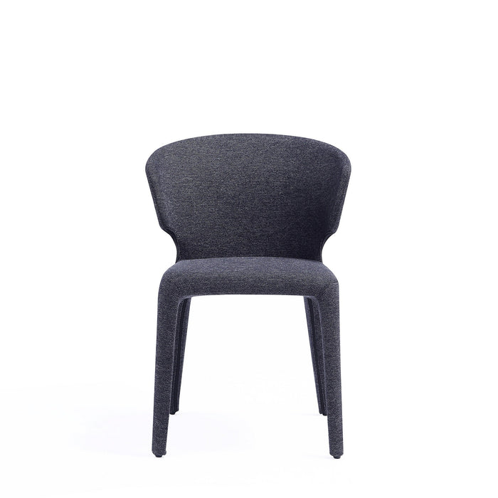 Manhattan Comfort Set of 2 Conrad Modern Woven Tweed Dining Chairs - Black