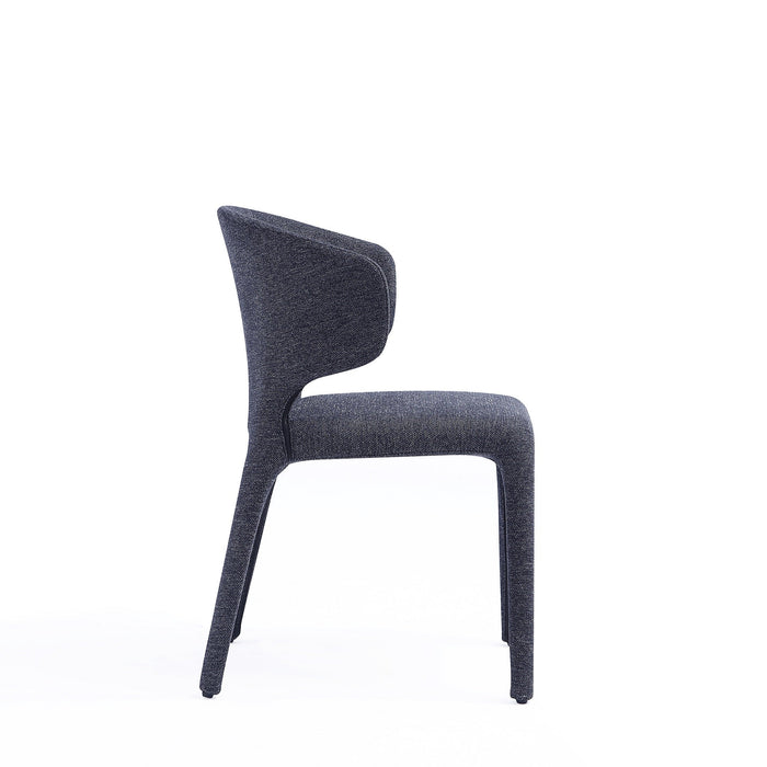 Manhattan Comfort Set of 2 Conrad Modern Woven Tweed Dining Chairs - Black