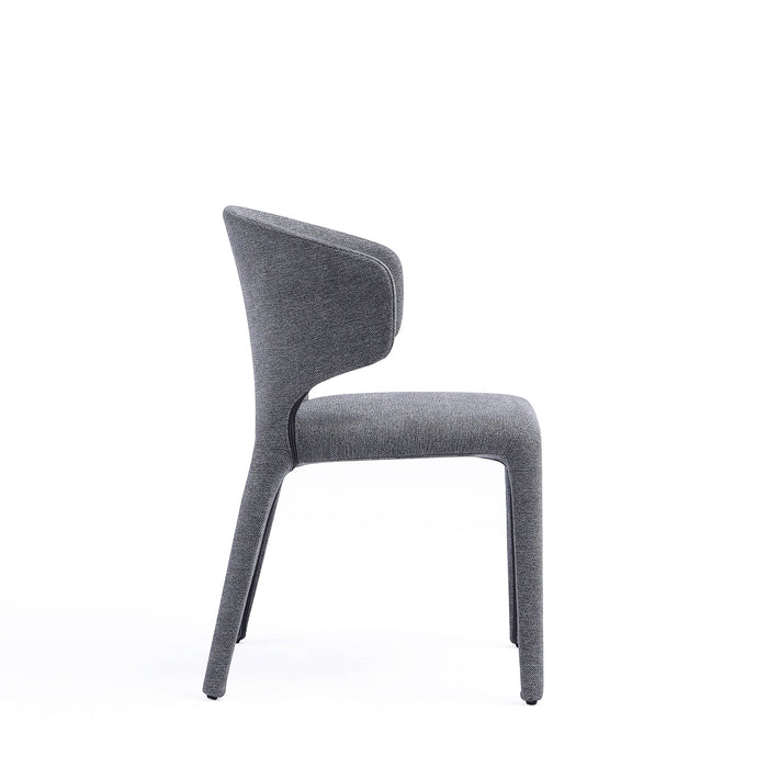 Manhattan Comfort Set of 2 Conrad Modern Woven Tweed Dining Chair - Grey