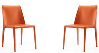 Manhattan Comfort Set of 2 Paris Coral Saddle Leather Dining Chairs - Coral