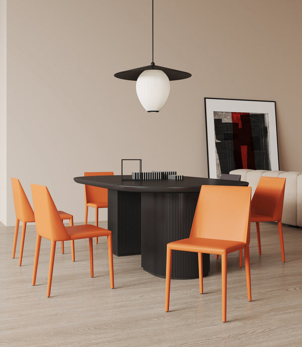 Manhattan Comfort Set of 2 Paris Coral Saddle Leather Dining Chairs - Coral