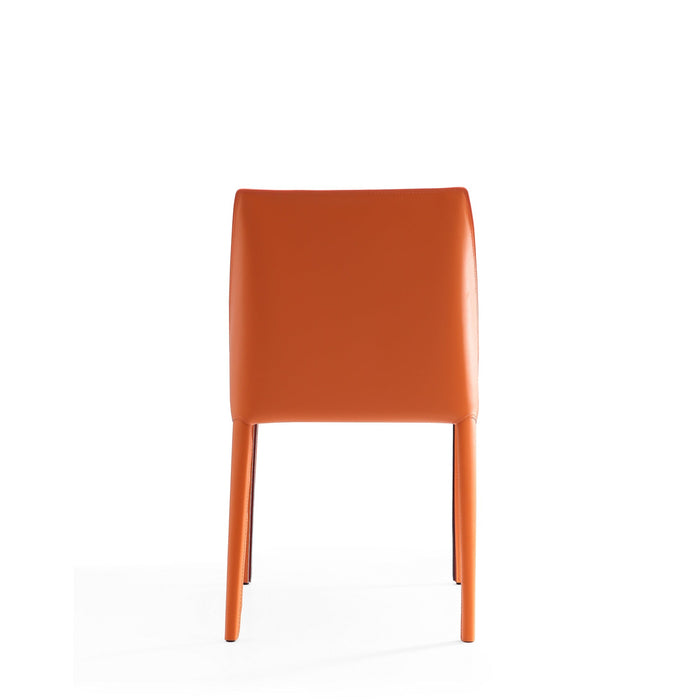 Manhattan Comfort Set of 2 Paris Coral Saddle Leather Dining Chairs - Coral