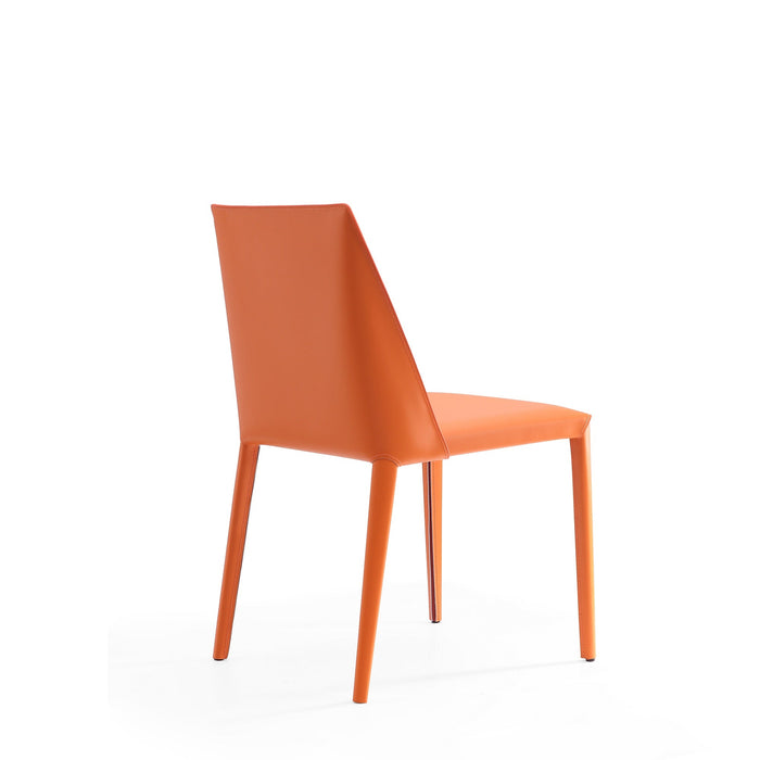 Manhattan Comfort Set of 2 Paris Coral Saddle Leather Dining Chairs - Coral