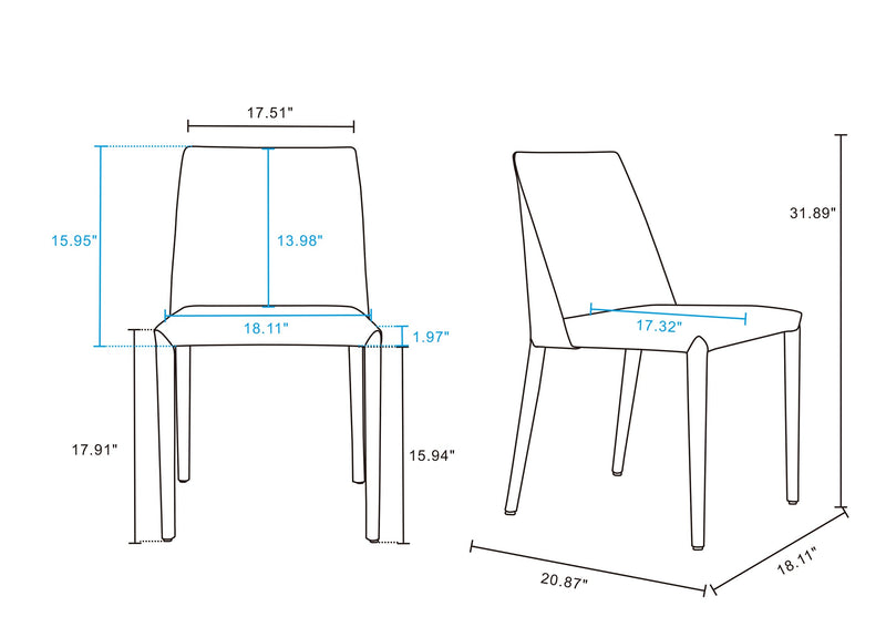 Manhattan Comfort Set of 2 Paris Saddle Leather Dining Chairs - Clay