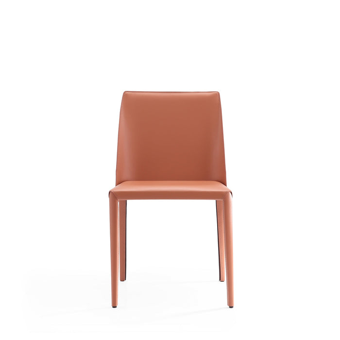 Manhattan Comfort Set of 2 Paris Saddle Leather Dining Chairs - Clay