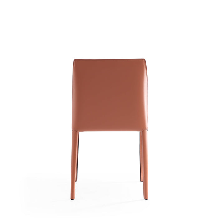 Manhattan Comfort Set of 2 Paris Saddle Leather Dining Chairs - Clay
