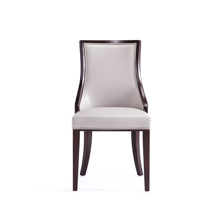 Manhattan Comfort Set of 2 Grand Faux Leather Dining Chairs - Light Grey