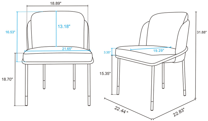 Manhattan Comfort Flor Fabric Dining Chair - Wheat